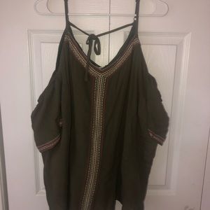 Olive green Off shoulder top